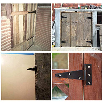 DOITOOL 2 Pcs 2 Inch T Hinges Black T-Strap Shed Barn Door Hinges
