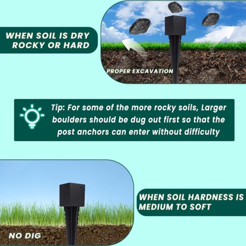 2 Pcs 4"x4" Fence Post Anchor Ground Spike 24"(Actual: 3.6"x3.6") - size: 24 Inch