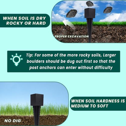 2 Pcs 4"x4" Fence Post Anchor Ground Spike 24"(Actual: 3.6"x3.6") - size: 24 Inch