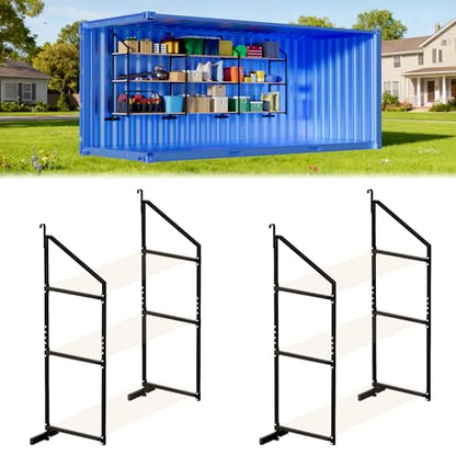 sogiv 4 Pack 3-Tier Shipping Container Shelving Bracket with 64"(H) X 19"(D), Heavy-Duty Powder-Coated Steel Cargo Shelves, Shipping Cargo Shelves Universal for Heavy Duty Trailer Containers - size: 4 PCS