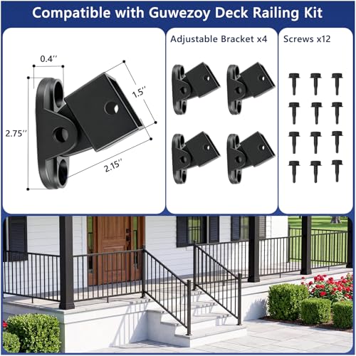 4 Pack Galvanized Steel Deck Railing Brackets, Adjustable 28°-45° - color: The Brackets for Stair