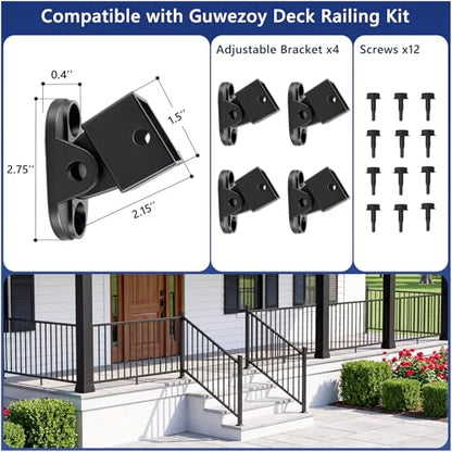4 Pack Galvanized Steel Deck Railing Brackets, Adjustable 28°-45° - color: The Brackets for Stair