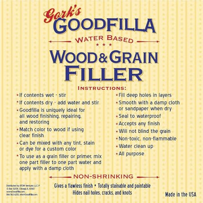 Goodfilla Ash, 1 Gallon (13.5lbs), Wood and Grain Filler, Stainable, Tintable, Sandable, Sandable, Zero Waste, Non-Toxic, USA Made - color: Ash, size: Gallon