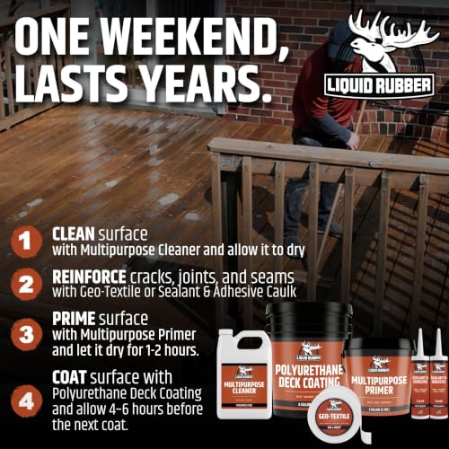 Liquid Rubber Polyurethane Deck Coating - Textured, Neutral Beige, 1 Gallon - color: Textured Neutral Beige, size: 128 Fl Oz (Pack of 1)