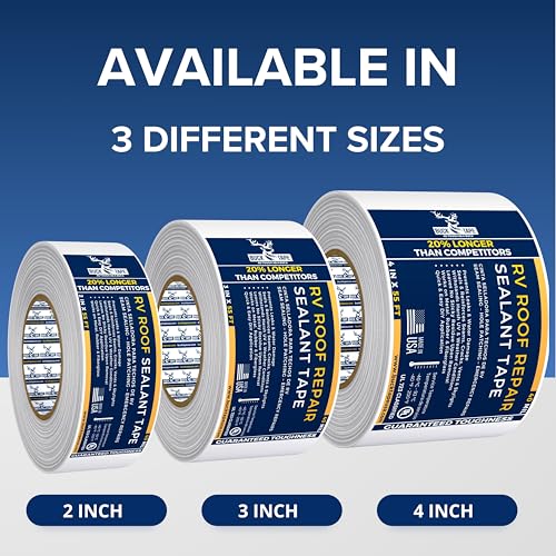8 Pack Buck RV Roof Sealant Tape – 6 Inch x 55ft, 40 Mil – Waterproof RV Tape for Roof Repair, Seams, Skylights, Vents & Window Leaks on Camper, Trailer & Boat, UV Resistant & Weatherproof, White - size: 6 Inch, style: 8 Pack