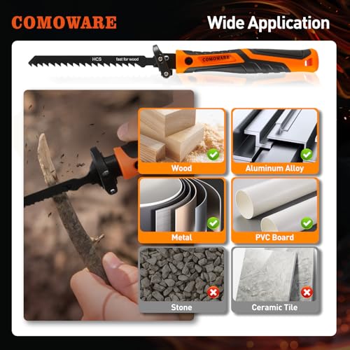 COMOWARE 16Pcs Handsaw & File Set, 12 Metal Needle File & 3 Handsaw Blades