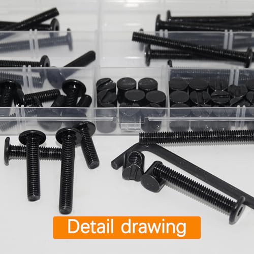 30 Set Crib Screws Replacement Set, M6x20/30/40/50/60mm - size: Black-M6x20/30/40/50/60mm-30 Sets