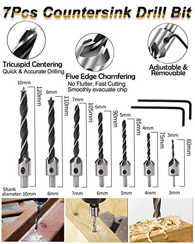 Rocaris 32 Pack Woodworking Chamfer Drilling Tools with Case