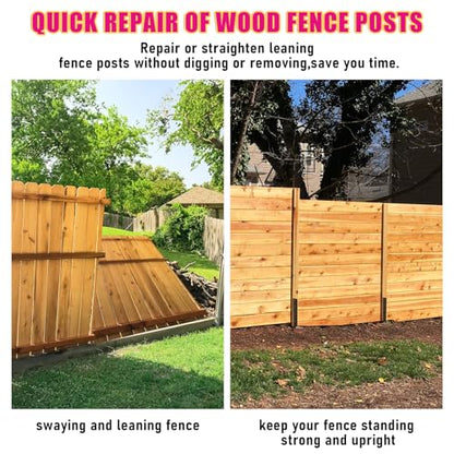 Fence Post Repair 3pcs,H-Shaped Double Ground Spike for Tilted Wood Post - size: 3PCS