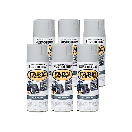 Rust-Oleum Farm & Implement Gray Primer Spray Paint - color: Gray Primer, size: 12 Ounce (Pack of 6)