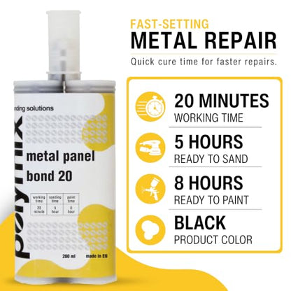 Polymix Panel Bond 20 Adhesive 200ml Cartridge & Two Application Mixing Nozzles