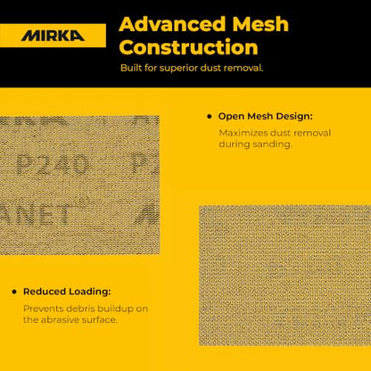 Mirka Abranet 2.75x5 Inch 240 Grit Mesh Sanding Sheets Hook & Loop, 50 Pack - size: Grit 240