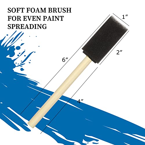100 Pack 1 inch Foam Brush Sponge Wood Handle Paint Brush Foam Sponge Brush for Acrylics, Stains, Varnishes, Crafts - color: 100pcs-1inch