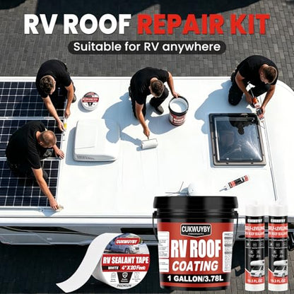 RV Roof Sealant Waterproof, RV Roof Coating for RV, Camper and Trailer - size: 3-in-1 RV Roof Kit