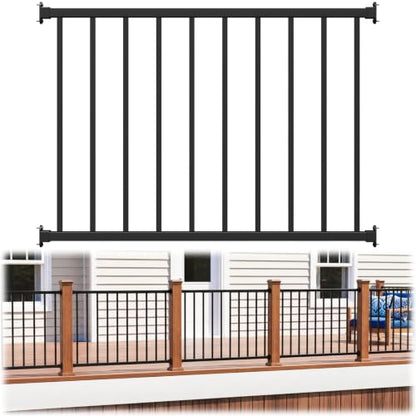 36 in H x 4 ft W Modular Real Aluminum Deck Railing Kit, 1 Panel - color: 4ft Level -- 1Pack