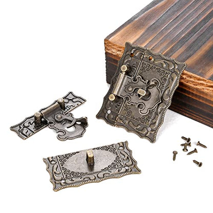 6 Sets Retro Hinges Hasp Latch Buckle with Hinges for Tool & Jewelry Boxes - color: K5_4