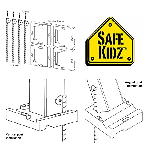 Swing Set Anchor Leveling Kit :: Includes Four Large Molded Rubber Blocks with Stakes and Hardware for Installation