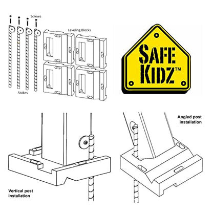 Swing Set Anchor Leveling Kit :: Includes Four Large Molded Rubber Blocks with Stakes and Hardware for Installation