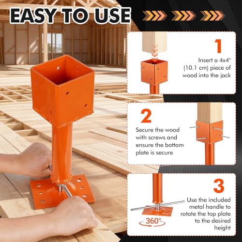 Screw Jack Post,4" x 4"Adjustable House Floor Jacks,13.4"-18.7"Height Range