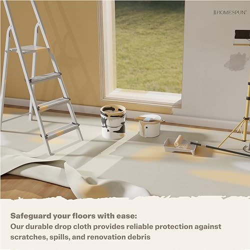 HOMESPUN Thick Reusable Heavy-Duty Canvas Drop Cloth 12 x 4 ft - 2 Pack - size: 12 ft x 4 ft (Pack of 2)