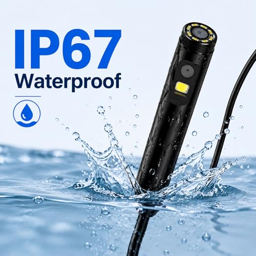 Endoscope Camera with Light 1920P HD Borescope Inspection Camera for Android & iPhone, Semi-Rigid Snake Cable with 8 LEDs, Waterproof for Sewer Pipe Automotive Inspection (2m / 6.56FT, Dual Lens) - size: 2m / 6.56FT