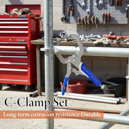 4 Pcs 6 Inch C Clamp Locking Pliers Vise Grip Clamps Heavy Duty Vise Grip Welding Clamp With Swivel Pads for Woodworking, Welding, Building,Home,Metalworking,Auto Repair,Blue - size: 6 Inch,Set of 4,Blue