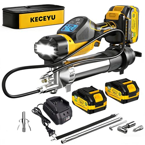 Cordless Grease Gun, 15000 PSI, 5-Speed LCD, 2×4000mAh Batteries