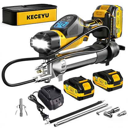 Cordless Grease Gun, 15000 PSI, 5-Speed LCD, 2×4000mAh Batteries