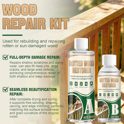 JAOJAO Epoxy Wood Filler with Epoxy Resin and Hardener, Wood Flour