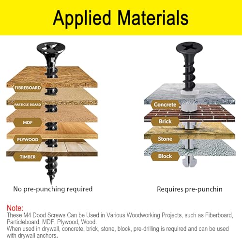 #7 x 1-1/2" Black Drywall Screws for Metal, Flat Head Self Tapping (100Pcs) - color: #7 x 1-1/2" (100pcs)