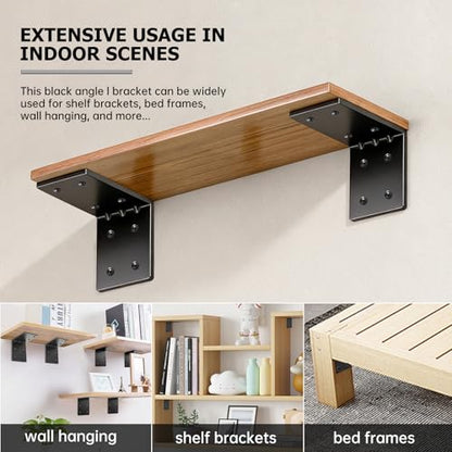 4 PCS Heavy Duty Steel Corner Brackets, 5"x5"x4" 90 Degree L Right Angle Bracket, DIY L Shelf Brackets, Metal Joint Timber Connector Support for Wood Shelves, Furniture - size: 5x5x4in