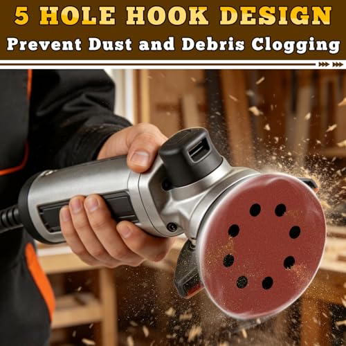 5 Inch Hook and Loop Sanding Discs, 50 Pack 8 Hole, 9 Mixed Grits