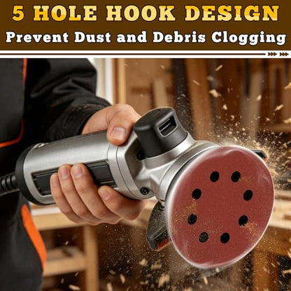 5 Inch Hook and Loop Sanding Discs, 50 Pack 8 Hole, 9 Mixed Grits