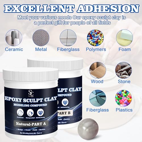 Epoxy Putty Sculpt Clay, 2 Part A & B for Sculpting, Modeling, Building, and Repairing, 1 Pound, Natural - color: Natural, size: 1 Pound