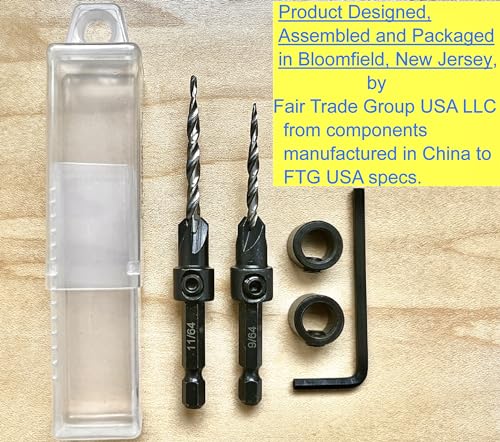 FTG USA #6 (9/64") #8 (11/64") Tapered Countersink Drill Bit Set with Stop - size: #6#8, style: Assorted 2 Pc