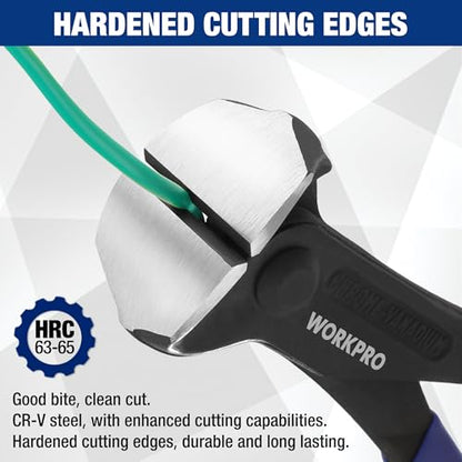 WORKPRO 8 Inch Nail Puller, End Cutting Pliers - Black Finish CR-V Steel - size: Large