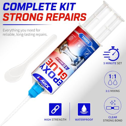 5 Minute Epoxy Glue,50ml Clear 2 Part Epoxy Adhesive