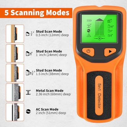 5 in 1 Stud Finder Wall Scanner with Smart Chip & HD LCD Display