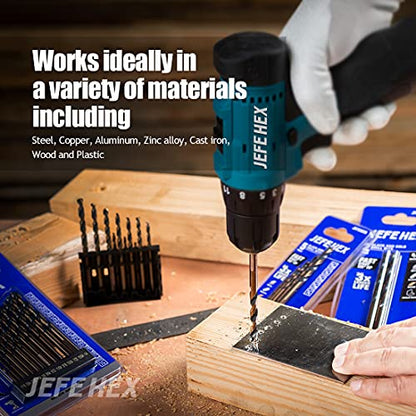 JEFE HEX Drill Bit Set- HSS Jobber Drill Bits, 3-Flat Shank, 3/16", 1/4" . Ideal for Steel/Copper/Aluminum/Zinc Alloys/Wood/ Plastic/Household and General Purpose (Pack of 5) - size: 3/32" - 1/4" (5-Piece)
