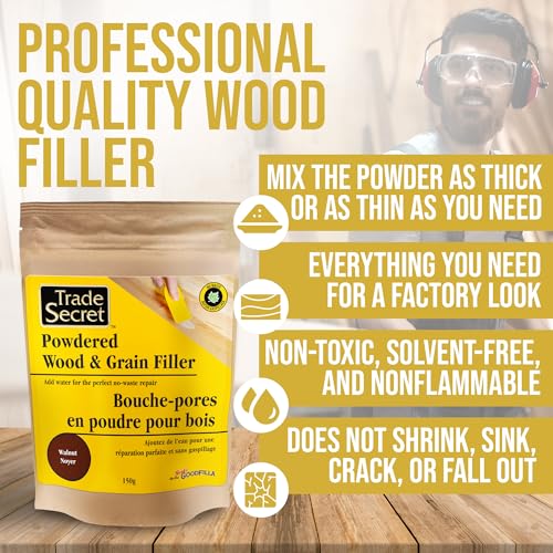 Powdered Wood Filler Putty, Walnut, Paintable Sandable, Tintable, 150 g - color: Walnut