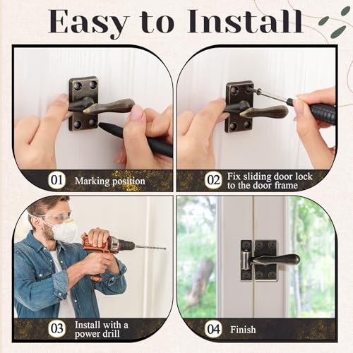 Hicarer 2 Pack Antique Brass Casement Window Lock Latches, 1-7/8 Inch - color: Antique Brass