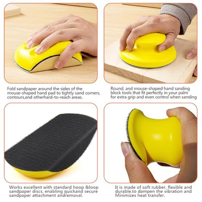 Sanding Blocks 5Pack Hook and Loop Sanding Block Round and Mouse Hand Sanding Block for Wood Furniture Restoration Home Arts and Crafts
