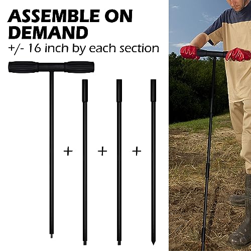 Sfcddtlg 64" Metal Ground Soil Probe Rod, Adjustable Soil Sample Probe