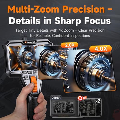 FOXWELL 2-Way 220° Articulating Borescope Camera with Light, 1080P FHD - size: 1 Lens