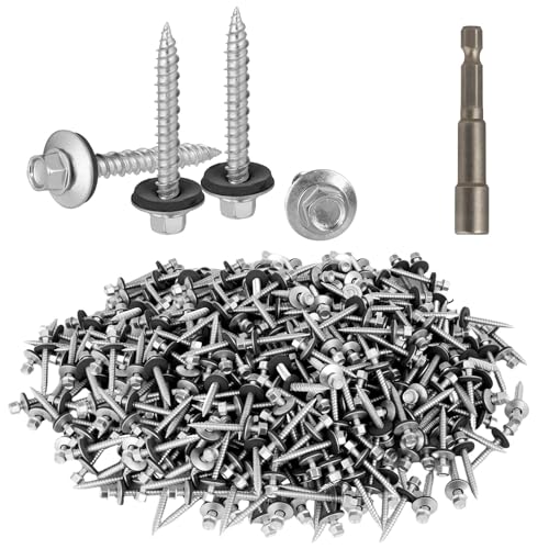 500Pack Metal Roofing Screws #10 × 1-1/2 Inch with Hex Socket - size: #10 × 1-1/2 Inch Silver