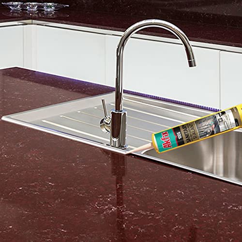 Akfix 100S RTV 100% White Silicone Caulk (6x10.1 fl.oz.) - Kitchen and Bathroom Applications, Waterproof & Low Odor Sealant for, Bathtub, Shower, Sink - Anti Shrink Caulking | White, 6 Pack - size: 6 Pack