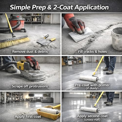 Two-Part Epoxy Floor Paint | 1.06 Gal | 4:1 Mix Ratio | Low VOC, Floor Coating for Garage & Basement | Anti-Slip, Chemical Resistant, 4H Hardness | Self-Leveling High-Gloss Finish for 270 Sq.Ft Per Coat - size: 140 Fl Oz (Pack of 1), style: 4:1
