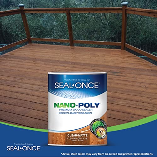 Seal-Once Nano+Poly Wood Sealer and Waterproofer, Clear, 1 Gallon - color: Clear, size: 1 Gallon
