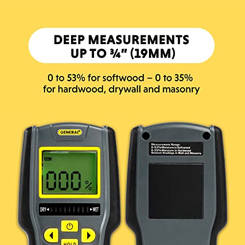 General Tools Digital Moisture Meter MMD7NP - Humidity Sensor- Pinless and Non-Invasive - size: Pinless