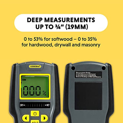 General Tools Digital Moisture Meter MMD7NP - Humidity Sensor- Pinless and Non-Invasive - size: Pinless